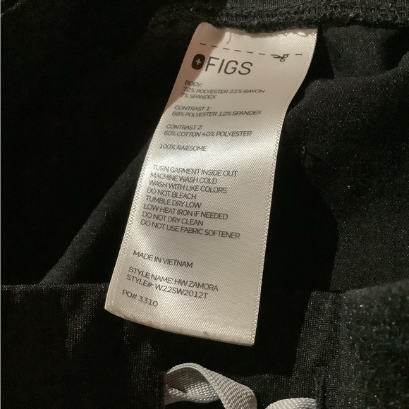 Figs Scrub Black Zamora Womens joggers small tall S/T - Picture 4 of 6